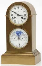 Bronze Double Dial Calendar Mantle Clock