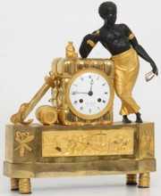 French Figural Blackamore Silk Thread Mantle Clock