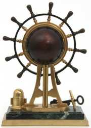 Bronze Ships Wheel Nautical Desk Clock