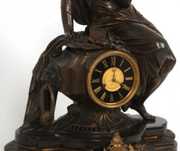 Marble & Bronze French Figural Mantle Clock