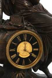 Marble & Bronze French Figural Mantle Clock