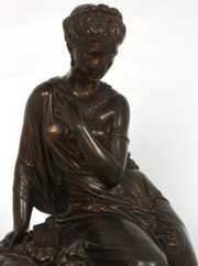 Marble & Bronze French Figural Mantle Clock