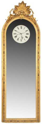 Unusual Lg. Gilt Carved 30 Day Mirror Clock