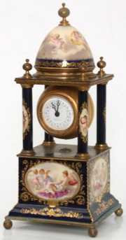 Attr. Royal Vienna Porcelain 4 Column Mantle Clock