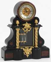 3 Pc. French Marble & Brass Clock Set