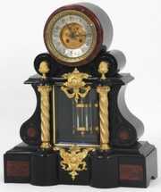 3 Pc. French Marble & Brass Clock Set