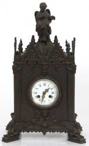 French Architectural Gothic Mantle Clock