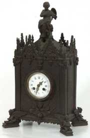 French Architectural Gothic Mantle Clock