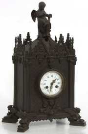 French Architectural Gothic Mantle Clock