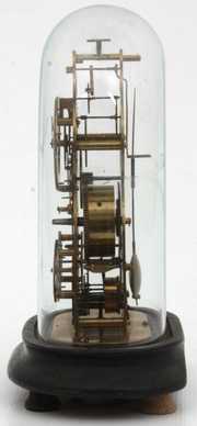 Brass Triple Dial Skeleton Clock Under Dome