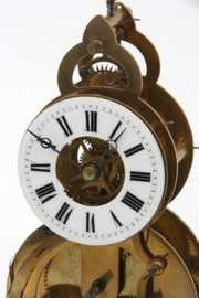 Brass Triple Dial Skeleton Clock Under Dome