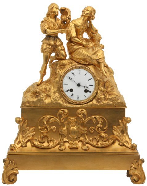 French Bronze Silk Thread Mantle Clock