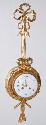 French Bronze Cartel Clock W/ Ribbon & Tassels