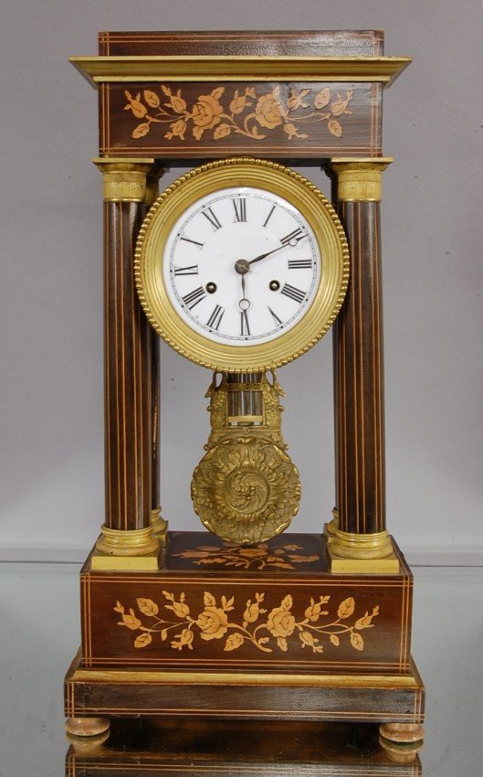 French Empire Style Portico Mantle Clock