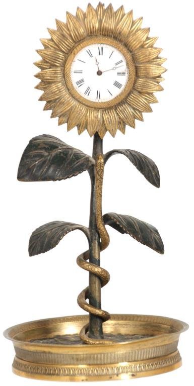 Bronze Sunflower Desk Clock