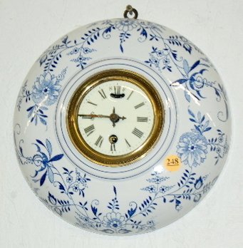 Delft China Hanging Clock wit Porcelain Dial