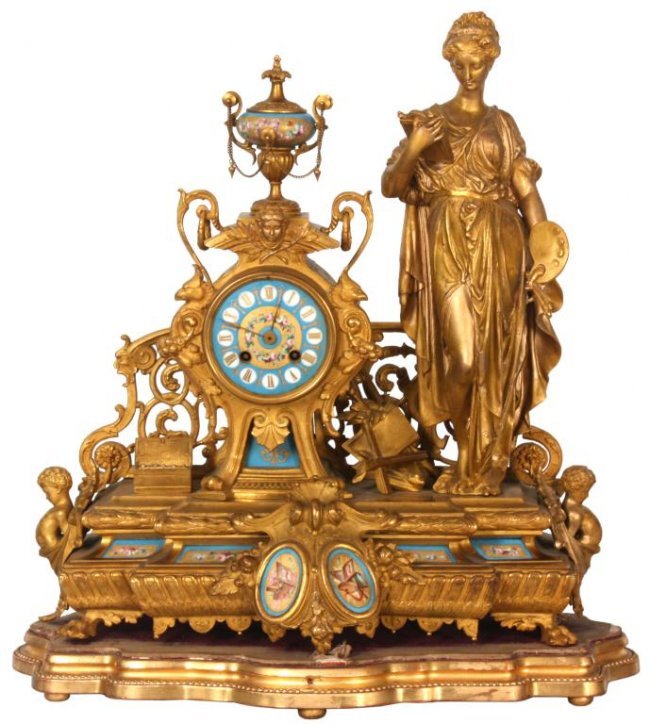 Ph. Mourey Figural Mantle Clock