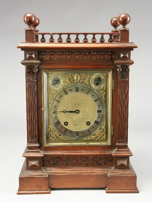 A Winterhalder and Hoffmeier walnut mantle clock,