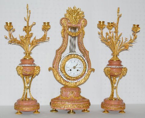 3 Piece Marti Lyre Calendar Clock Set