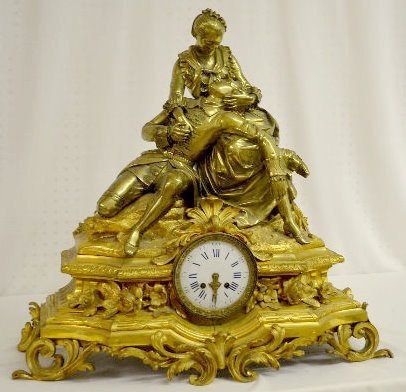 Large French Bronze Clock, Wounded Soldier