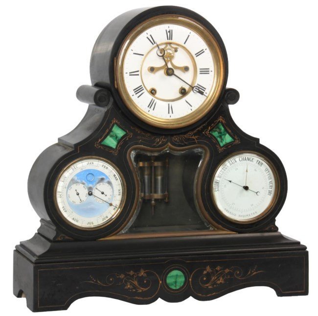 Large Marble Triple Dial Mantle Clock