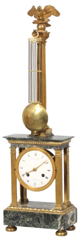 French Marble & Bronze Mantle Clock