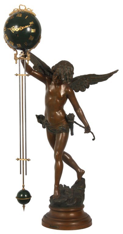 Lg. French Figural Swinging Arm Clock