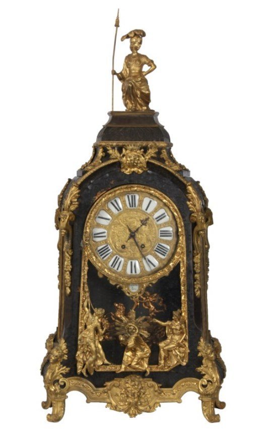 Lg. Inlaid Brass & Boulle Bracket Clock