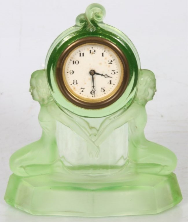 Figural Glass Desk Clock