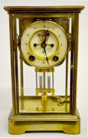 Ansonia “Prism” Brass Crystal Regulator Clock
