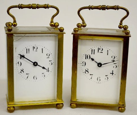 2 French Brass Carriage Clocks, Duv. & Bloquel