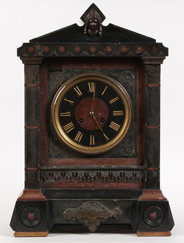 19TH C. FRENCH CLOCK TIFFANY BRONZE MARBLE