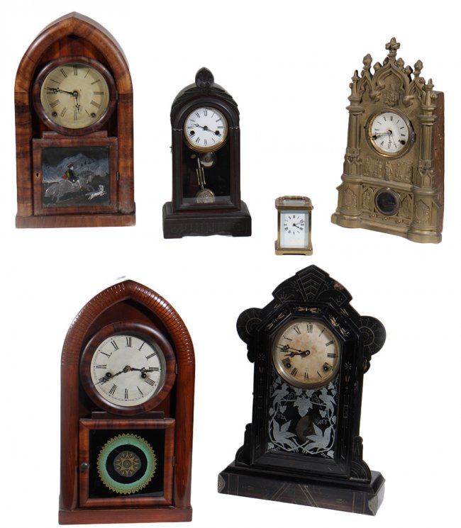 6 CLOCKS 2 BEEHIVE KROEBER MANTLE FRENCH 1890