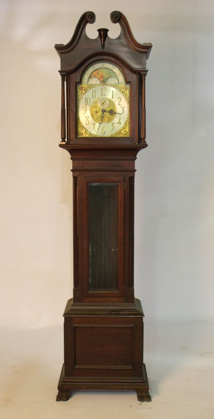 JE CALDWELL MAHOGANY TALL CASE CLOCK 1920