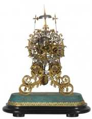 19th C. Brass Double Fusee Skeleton Clock