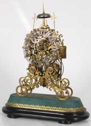 19th C. Brass Double Fusee Skeleton Clock
