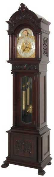 Hershchede 9 Tube Mahogany Grandfather Clock