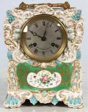 French Porcelain Silk Thread Carriage Clock