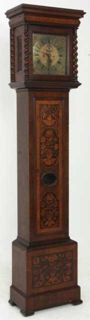 Waltham Inlaid Walnut Tall Case Floor Clock