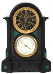 Black Marble Mantle Double Dial Clock