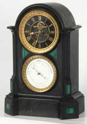 Black Marble Mantle Double Dial Clock