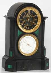 Black Marble Mantle Double Dial Clock