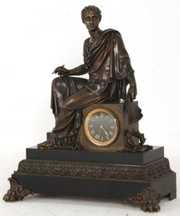 Figural Marble & Bronze Mantle Clock