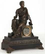 Figural Marble & Bronze Mantle Clock