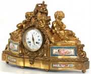 Raingo Paris Porcelain & Bronze Mantle Clock