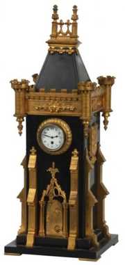 Gothic Marble & Bronze Steeple Clock