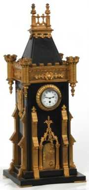 Gothic Marble & Bronze Steeple Clock