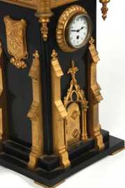 Gothic Marble & Bronze Steeple Clock