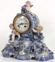 3 pc. Meissen Blue & White Porcelain Clock Set