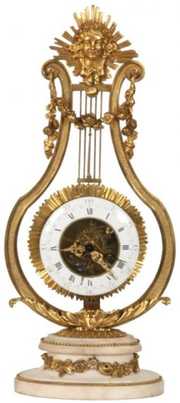 Calendar Lyre Mantle Clock